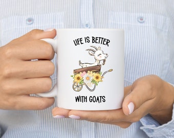 Goat Gifts, Goat Lovers Present, Goat Mug, Farm Mug, Life Is Better With Goats, Cute Coffee Cup