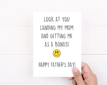Stepdad Father's Day Card, Happy Fathers Day Gift For Step Dad, Stepfather Card, Look At You, Bonus Kid