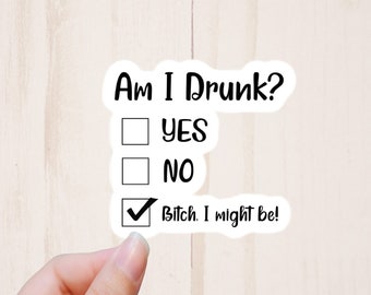 Am I Drunk Sticker, Funny Drinking Sticker, Bitch I Might Be Wine Tumbler Stickers, Mature Humor