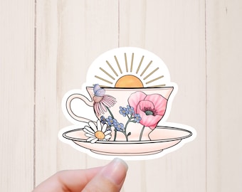 Tea Sticker, Journal Sticker, Aesthetic Stickers, Water Resistant Computer Stickers, Tea Gift
