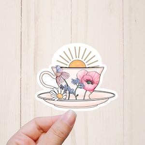 Tea Sticker, Journal Sticker, Aesthetic Stickers, Water Resistant Computer Stickers, Tea Gift