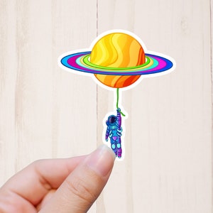 Saturn Sticker, Space Stickers, Astronaut Sticker, Water Resistant Sticker, Laptop Stickers