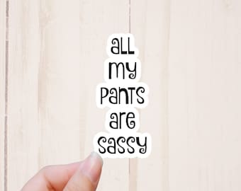 All My Pants Are Sassy Sticker, Funny Sarcastic Stickers