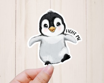Pegatinas de Fight Me, pegatinas de animales divertidos, pegatinas de pingüinos, pegatinas atrevidas