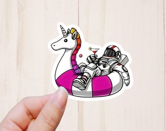 Sticker espace, Sticker astronaute, licorne flottante, Stickers étranges, Stickers ordinateur portable, Stickers meilleur ami