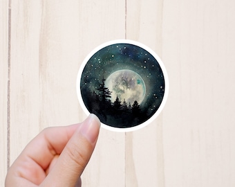 Moon Vinyl Sticker, Cool Stickers, Laptop Stickers, Water Resistant Sticker