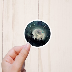 Moon Vinyl Sticker, Cool Stickers, Laptop Stickers, Water Resistant Sticker