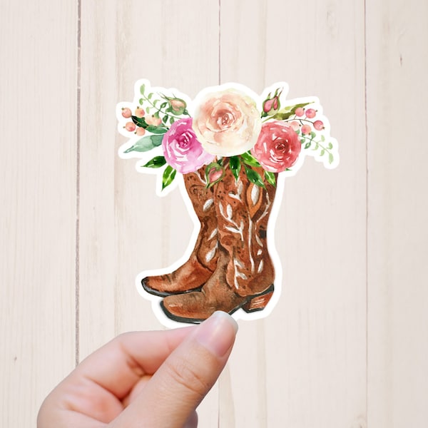 Cowgirl Sticker, Decorative Stickers, Female Sticker, Water Resistant Hand Made Sticker, Southern Sticker, Cowboy Boot