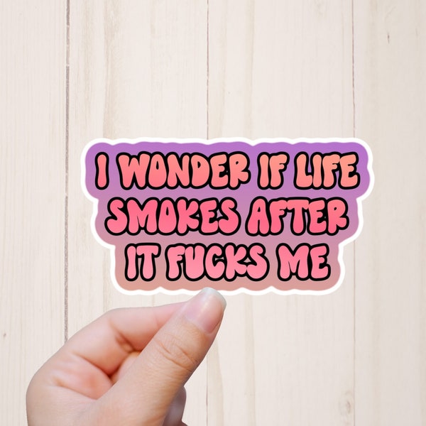 Funny Stickers, Snarky Sticker, I Wonder If Life Smokes After It Fucks Me, Adult Humor, Best Friend Stickers, Dirty Words