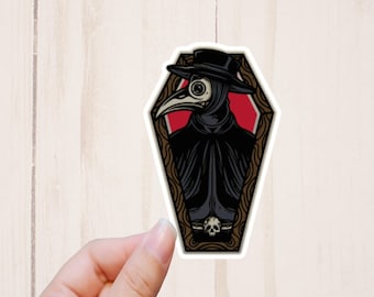 Plague Doctor Sticker, Coffin Sticker, Black Death, Creepy Sticker