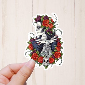 Sugar Skull Girl Sticker, Day of the Dead Sticker, Dia De Los Muertos ...