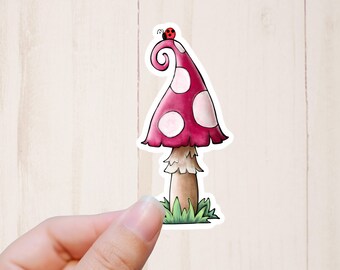 Mushroom Sticker, Aesthetic Stickers, Decorative Sticker, Whimsical Mushroom, Cottagecore Sticker