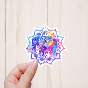 Elephant Mandala Sticker, Aesthetic Stickers, Laptop Stickers, Trippy Stickers