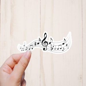 Music Notes Sticker, Small Gift for Music Lover Teacher, Laminated Water Resistant Sticker