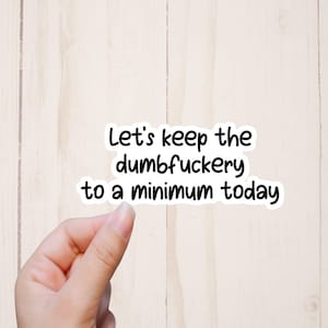 Let's Keep the Dumbfuckery to a Minimum Today Sticker, Funny Stickers, Adult Humor Sticker