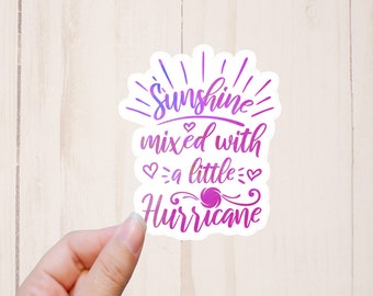 Sunshine mixed with a little hurricane Sticker, Sarcastic Stickers, Southern Quotes Sayings