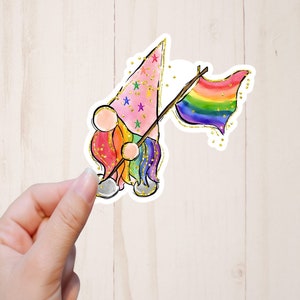 Gay Pride Gnome Sticker, Gay Gnome, LGBTQ Sticker