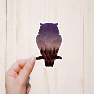 Owl Stickers, Nature Sticker, Night Sky Sticker, Stickers For Laptop, Bird Sticker