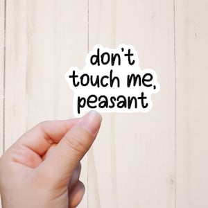 Don't Touch Me Peasant Sticker, Funny Stickers, Adult Humor Sticker, Snarky Sticker