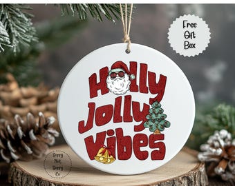 Retro Christmas Ornament, Holly Jolly Vibes, Retro Santa, Groovy Christmas, Ornament Exchange