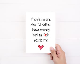 Snoring Valentine&#39;s Day Card, Funny Anniversary Card for Husband, Wife, Partner, Mature Adult Humor