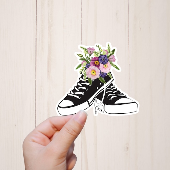 Floral Sneakers Sticker VSCO Sticker Aesthetic Stickers Water Resistant Laptop Sticker Etsy Ireland