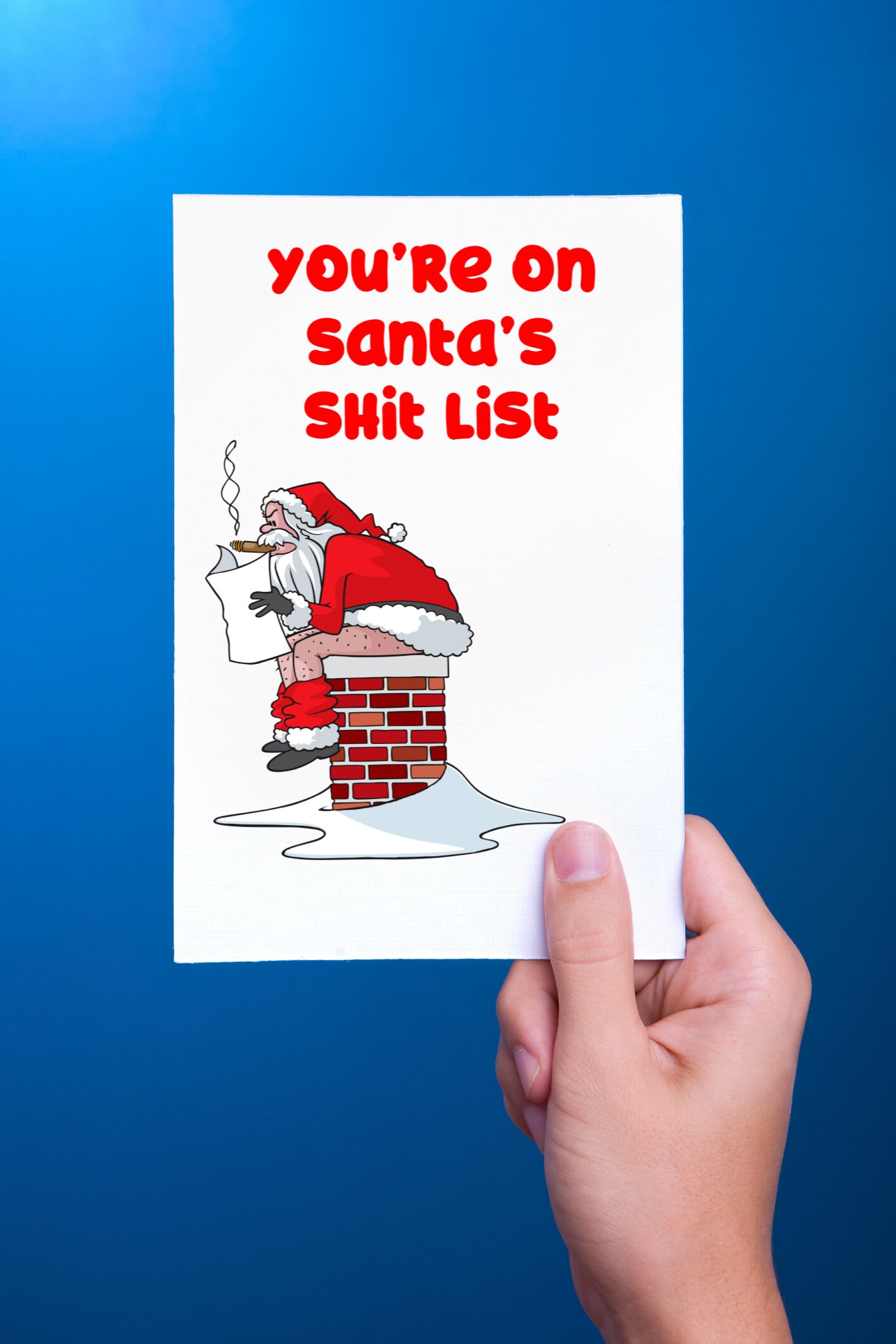 thumbnail image 2 of Funny Christmas Card: Santa's "Naughty List" Sh-t List - With Envelope 2 of 6