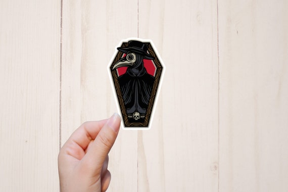 Plague Doctor Sticker, Coffin Sticker, Black Death, Creepy Sticker