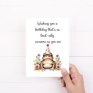 Funny Toad Birthday Card, Toad-ally Awesome, Pun Cards