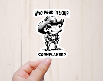 Funny Frog Cowboy Sticker, Unhinged, Meme Stickers