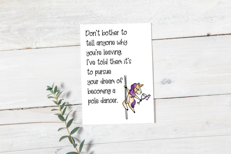 Funny Coworker Leaving Card Coworker Going Away Card Unicorn Etsy