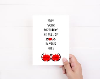 Tarjeta de cumpleaños divertida con tetas, tarjetas divertidas, tarjeta de tetas, humor para adultos maduros