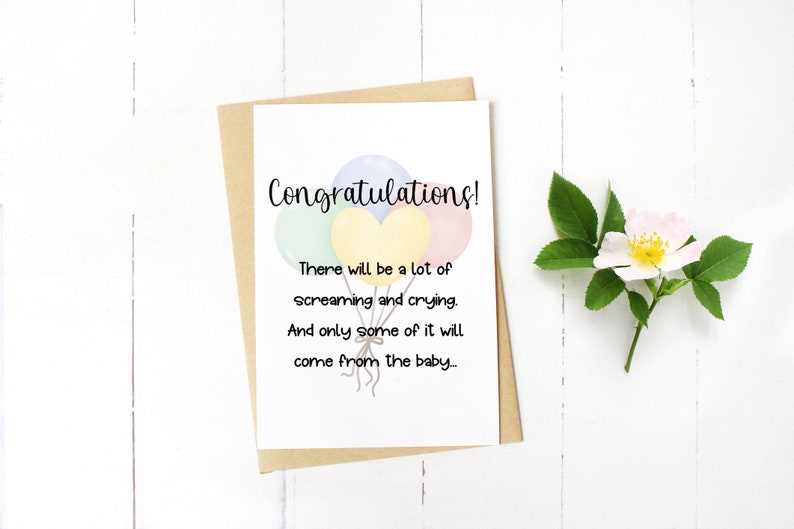 Baby Card, Screaming and Crying, Congratulations Baby Card, Push Card ...