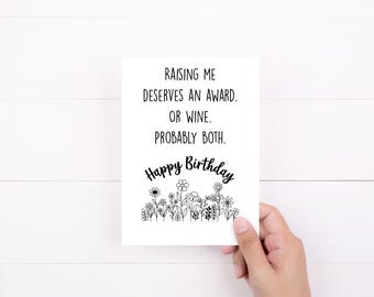 Funny Birthday Card For Mom Or Dad, Parent Bday Card