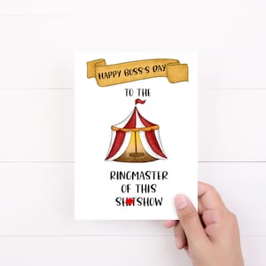 Funny Boss&#39;s Day Card, Ringmaster Of This Shitshow, Boss Appreciation Gift, Adult Mature Humor