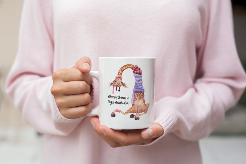 Todo es figurable, taza de jirafa, regalo de alegría, aumento de confianza para Bestie, lindas tazas de café imagen 1