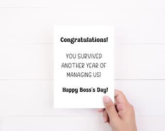 Boss Card, Funny Boss Appreciation Day Card, Sarcastic Cards, Boss's Day Card From Group