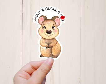 Pegatina Quokka, Juegos de palabras con animales, Qué mierda Quokka, Pegatinas divertidas, Humor para adultos maduros, Pegatinas de mejores amigos