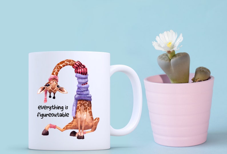 Todo es figurable, taza de jirafa, regalo de alegría, aumento de confianza para Bestie, lindas tazas de café imagen 6
