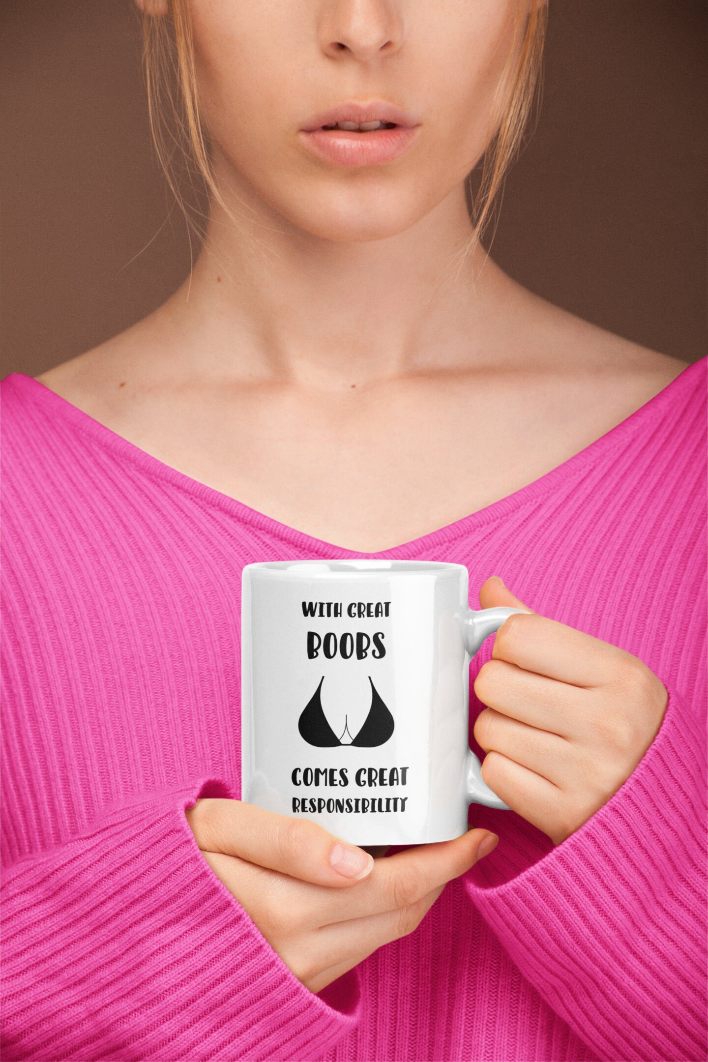 Boobs Feminine Aesthetic Art Coffee Mug by Miss Monroe Studio