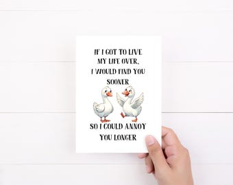 Tarjeta divertida de aniversario, tarjeta de San Valentín, tarjeta para esposa, tarjeta para esposo, Silly Goose
