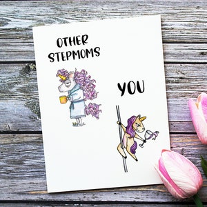 Step Mom Card, Funny Birthday Card for Step Mother, Bonus Mom Gift Idea ...