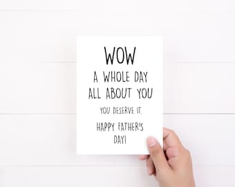 Funny Father's Day Card, Wow, Sarcastic Card For Dad, Stepdad Card