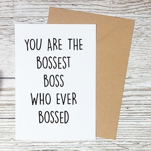 Boss Card, Funny Boss Appreciation Day Card, Sarcastic Cards, Card From ...