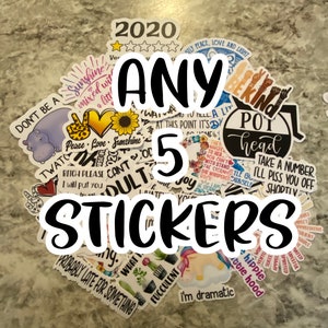 Any 5 Stickers, Sticker Pack Bundle, Choose Your Own Sticker Bundle, Custom Stickers, Funny Stickers, Sarcastic Laptop Sticker