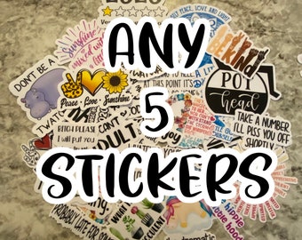 Any 5 Stickers, Sticker Pack Bundle, Choose Your Own Sticker Bundle, Custom Stickers, Funny Stickers, Sarcastic Laptop Sticker