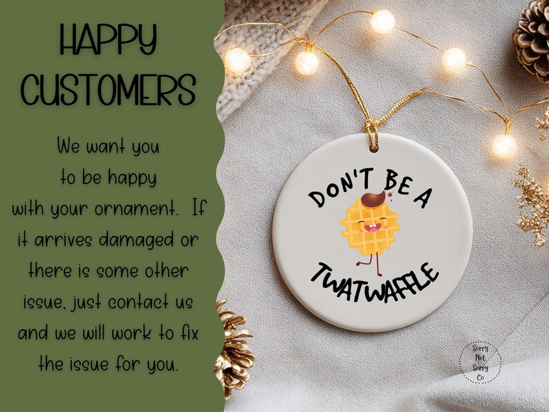 Don't be a Twatwaffle Ornament, Funny Friend Ornament, Rude Ornaments, Mature Adult Humor image 6