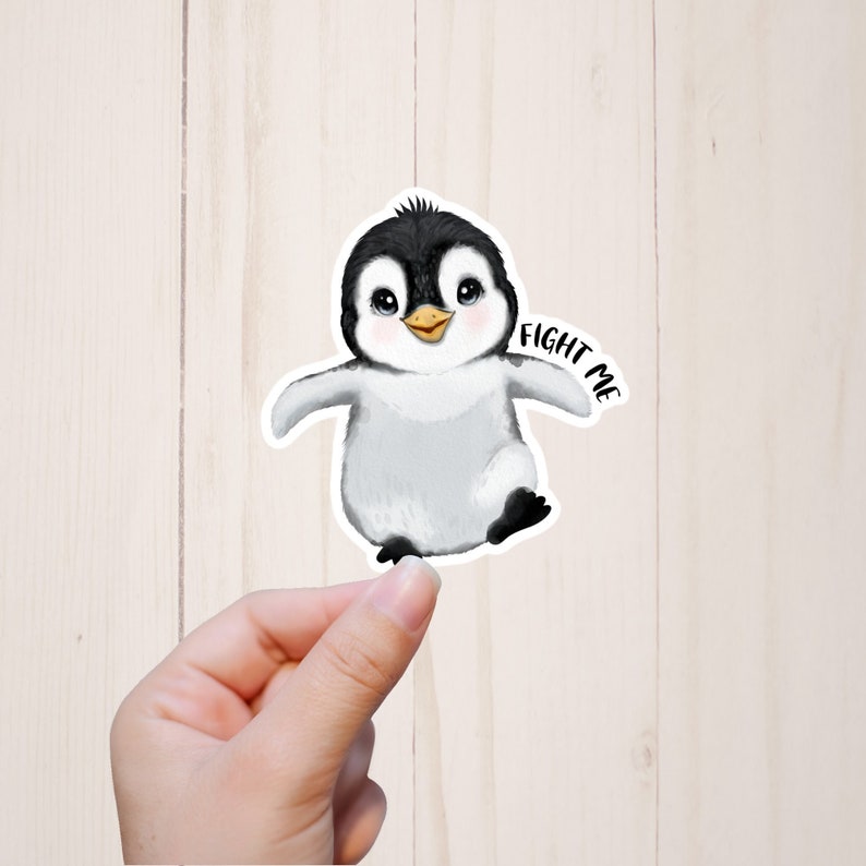 Sticker Fight Me, Stickers animaux rigolos, Sticker pingouin, Stickers impertinents image 1