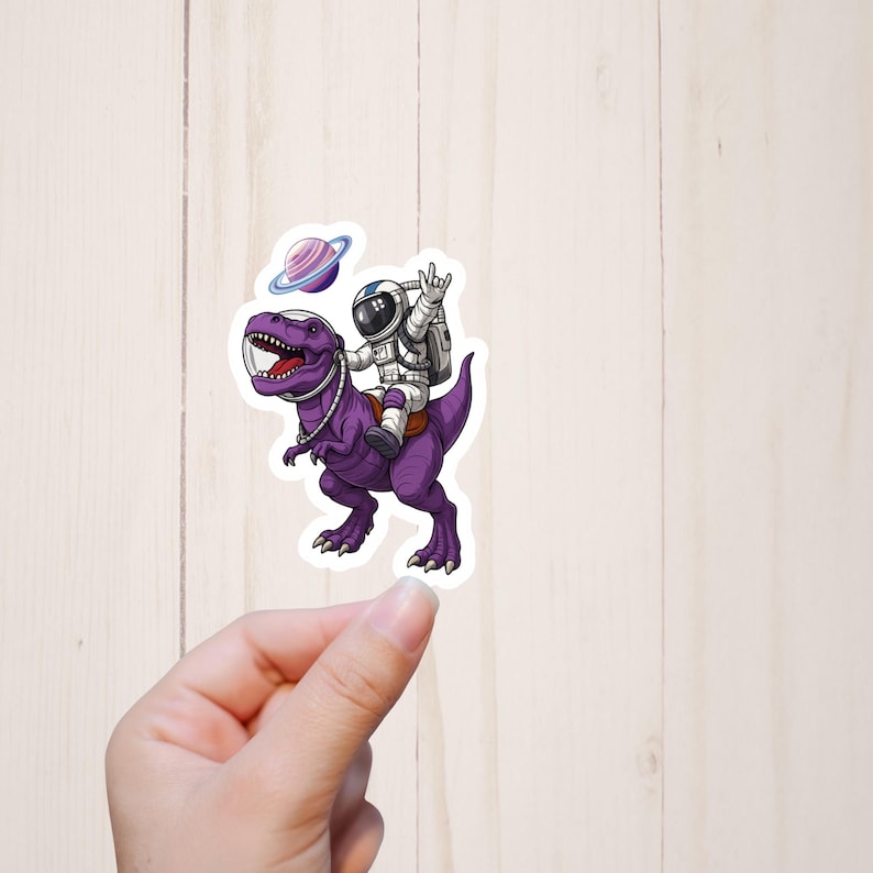 Space Sticker, Astronaut Sticker, Space Dinosaur, Weird Stickers, Laptop Stickers, Best Friend Stickers image 1
