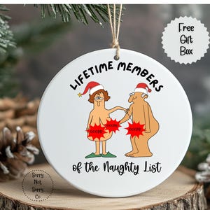 Funny Christmas Ornaments, Naughty Ornaments, Lifetime Members Of The Naughty List, Couples Ornament, Mature Adult Humor